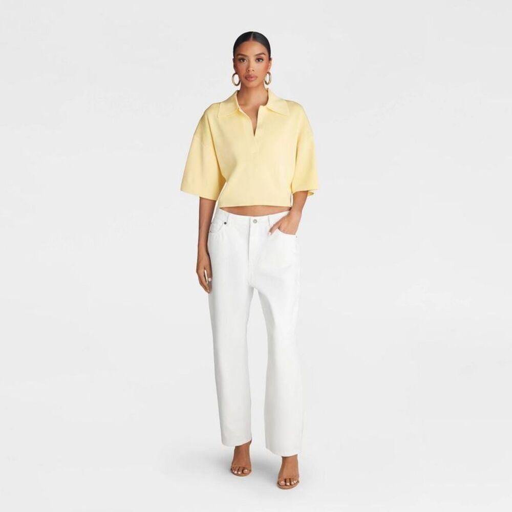 KBB by Kahlana -  Women's Short Sleeve Boxy 'The Crop Yellow - Picture 3 of 3